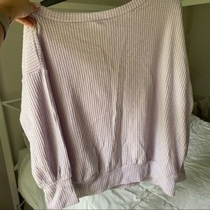 Lavender LS - one off shoulder Waffle Knit Sweater